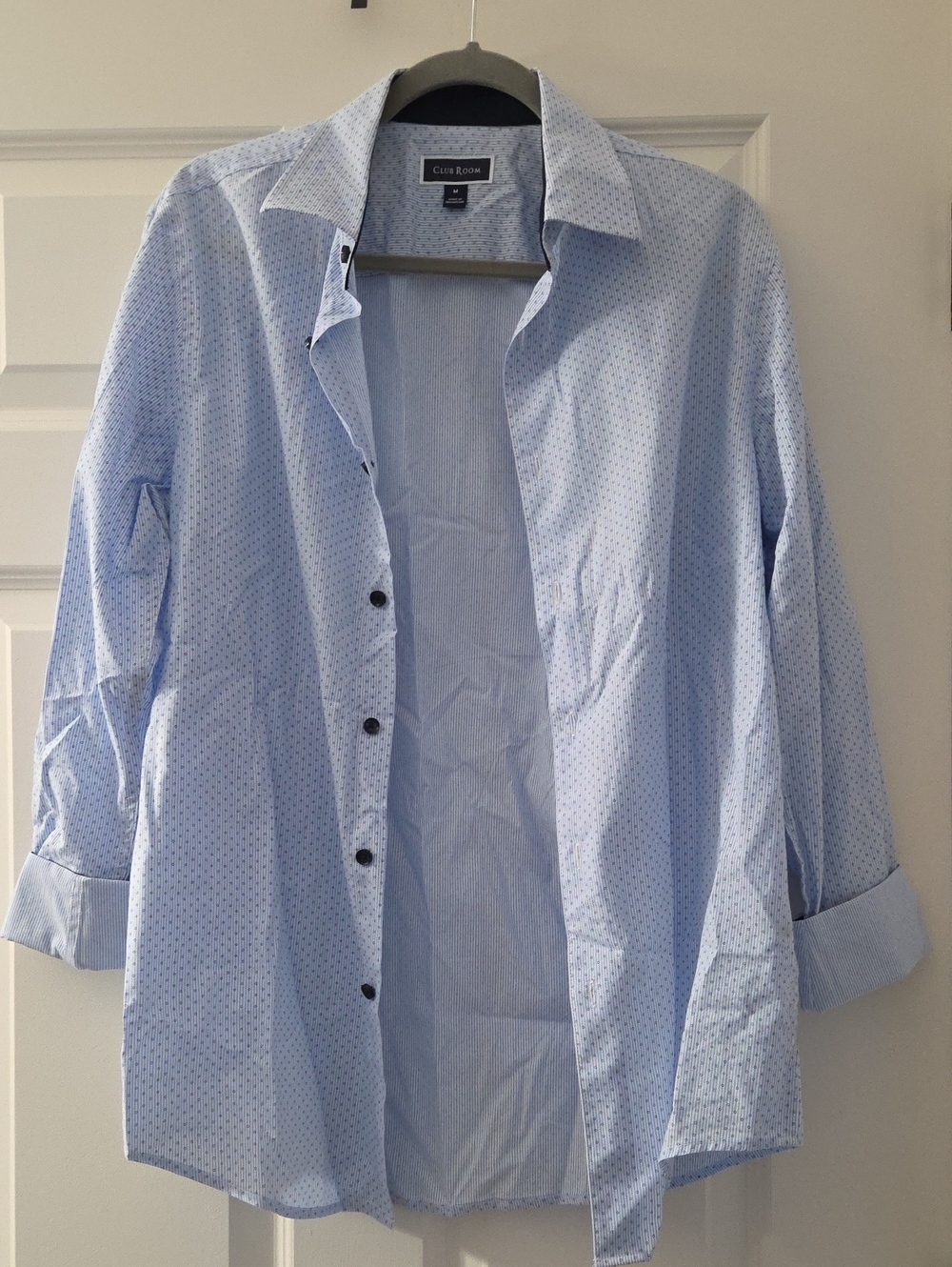 Club Room Light Blue Microdot Casual Button-Down Shirt